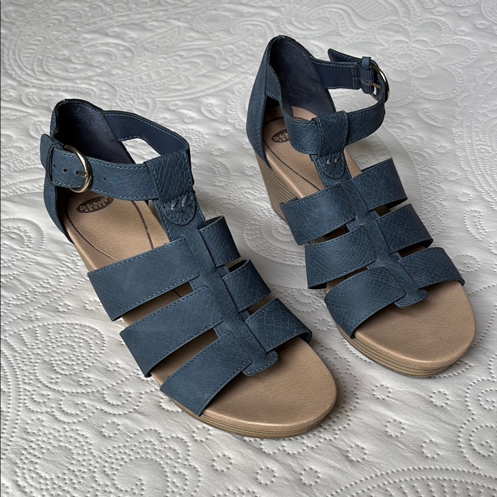 Dr. Scholl's Navy Blue Strappy Wedge Sandals